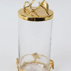 Inspire Me! Home Decor Hammered Glass Canister With Gold Leaf Lid (3 Sizes)