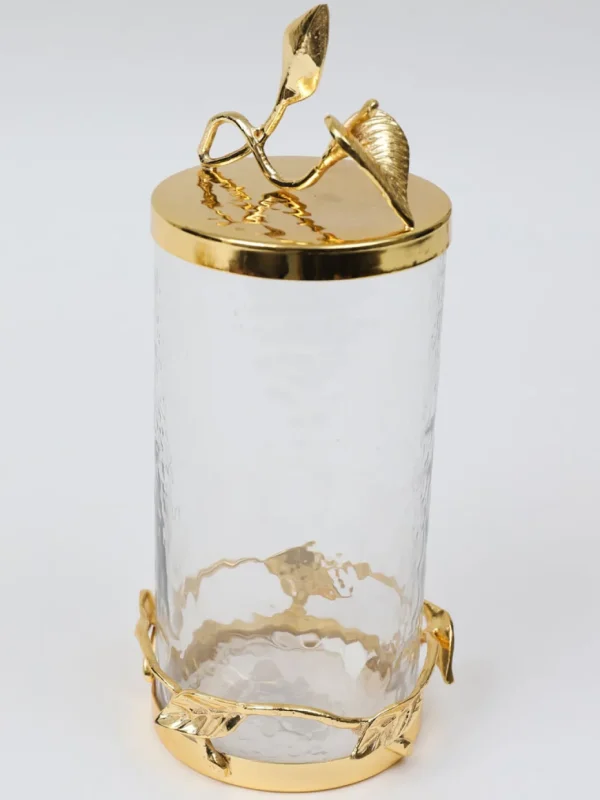 Inspire Me! Home Decor Hammered Glass Canister With Gold Leaf Lid (3 Sizes)