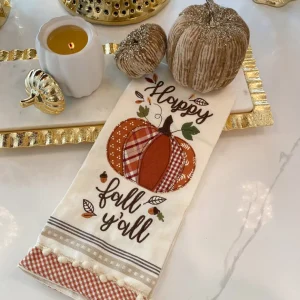 Inspire Me! Home Decor “Happy Fall Ya’ll” Pumpkin Kitchen Towel