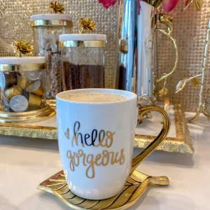 Inspire Me! Home Decor “Hello Gorgeous” Mug W/ Gold Handle