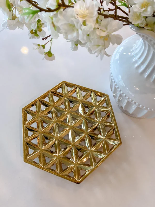 Inspire Me! Home Decor Hexagon Cutout Detailed Platter