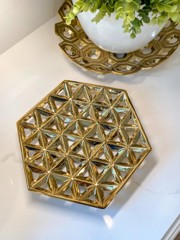 Inspire Me! Home Decor Hexagon Cutout Detailed Platter