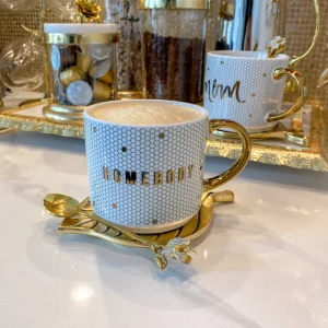 Inspire Me! Home Decor “Homebody” Gold & White Tile Mug