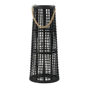 Inspire Me! Home Decor Indoor/Outdoor Rattan Black Tapered Lantern (2 Sizes)