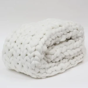 Inspire Me! Home Decor Ivory Chunky Knitted Throw Blanket