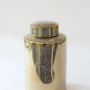 Inspire Me! Home Decor Jars White And Gold Elegant Jar With Lid (2 Sizes)