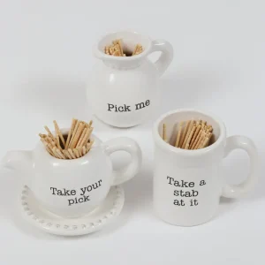 Inspire Me! Home Decor KITCHEN White Ceramic Toothpick Holder (3 Shapes)