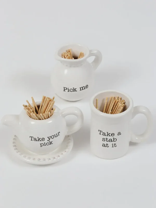 Inspire Me! Home Decor KITCHEN White Ceramic Toothpick Holder (3 Shapes)