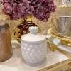 Inspire Me! Home Decor KITCHEN Ceramic White Dotted Texture Honey Jar