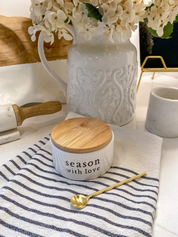 Inspire Me! Home Decor KITCHEN “Season With Love” Ceramic Sugar/Spice Holder