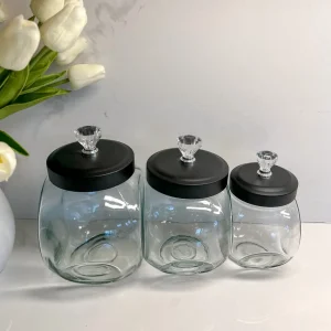 Inspire Me! Home Decor KITCHEN Glass Canister With Diamond Knob (3 Sizes)