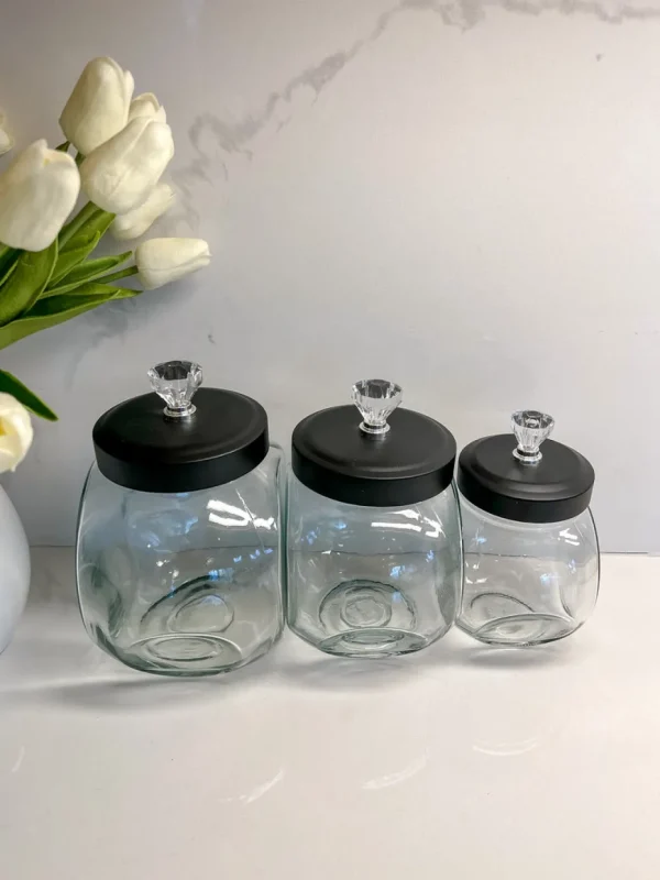 Inspire Me! Home Decor KITCHEN Glass Canister With Diamond Knob (3 Sizes)