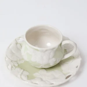 Inspire Me! Home Decor KITCHEN Set Of 2 Butterfly Tea Cup & Saucers