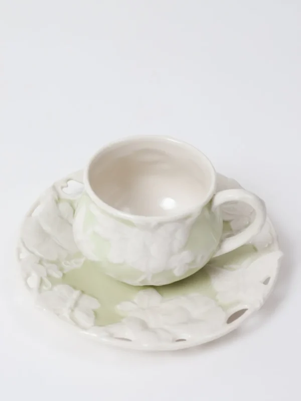 Inspire Me! Home Decor KITCHEN Set Of 2 Butterfly Tea Cup & Saucers