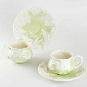 Inspire Me! Home Decor KITCHEN Set Of 2 Butterfly Tea Cup & Saucers