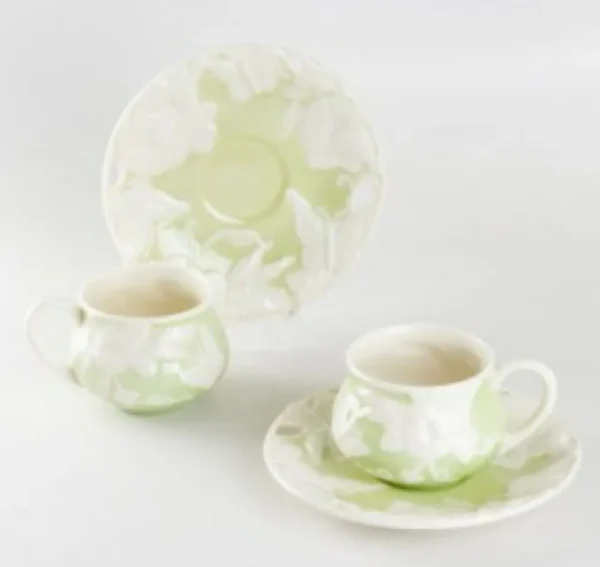 Inspire Me! Home Decor KITCHEN Set Of 2 Butterfly Tea Cup & Saucers