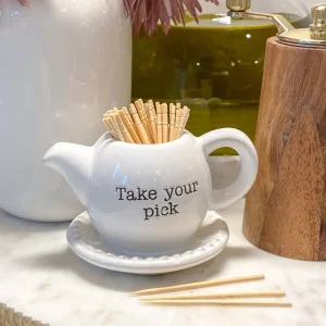 Inspire Me! Home Decor KITCHEN White Ceramic Toothpick Holder (3 Shapes)