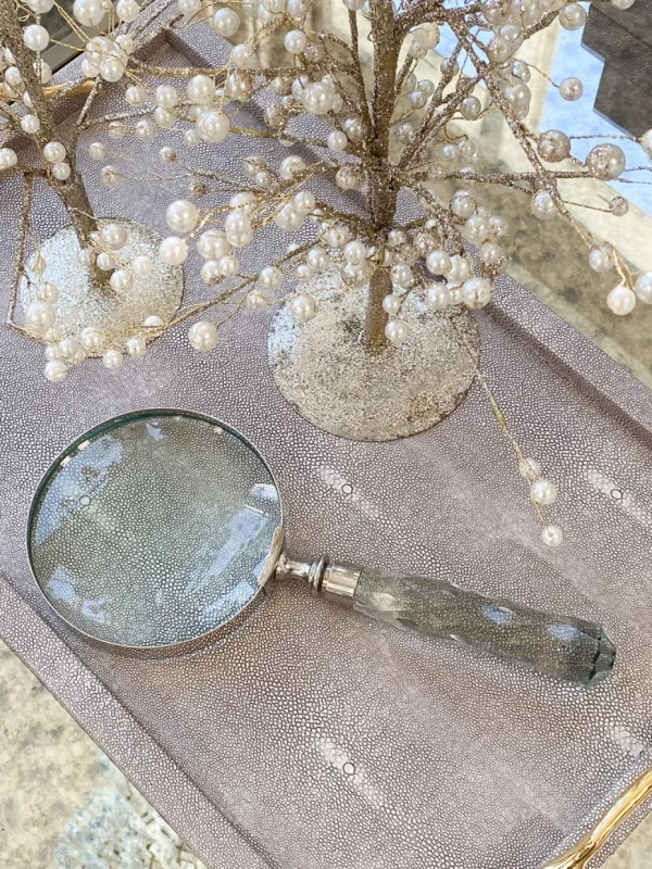 Inspire Me! Home Decor Large Silver Magnifying Glass With Textured Glass Handle