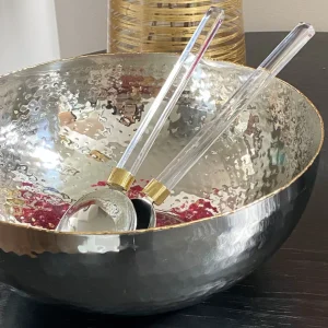 Inspire Me! Home Decor Large Hammered Silver Bowl With Gold Detailing