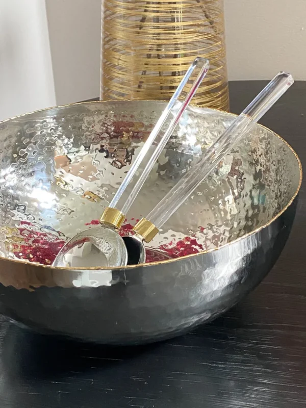 Inspire Me! Home Decor Large Hammered Silver Bowl With Gold Detailing