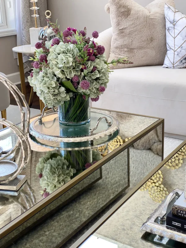 Inspire Me! Home Decor Large Round Glass Tray With Silver Handles And Ruffled Edge