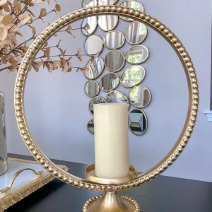 Inspire Me! Home Decor Large Gold Ring Beaded Candleholder