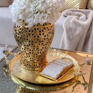 Inspire Me! Home Decor Large Gold Hammered Decorative Tray With Silver Birds