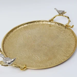 Inspire Me! Home Decor Large Round Gold Tray With Bird Detail