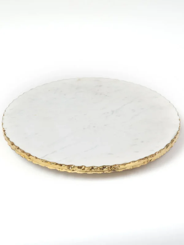 Inspire Me! Home Decor Large Marble Lazy Susan With Gold Edge