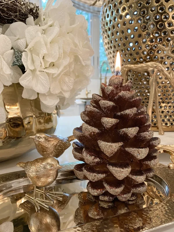 Inspire Me! Home Decor Large Glitter Pinecone Candle