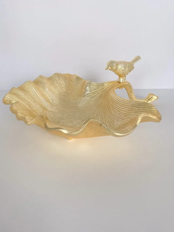 Inspire Me! Home Decor Large Gold Leaf Bowl W/ Bird