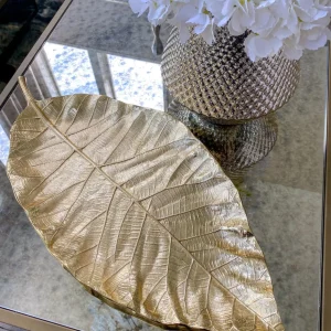 Inspire Me! Home Decor Large Gold Metal Leaf Tray