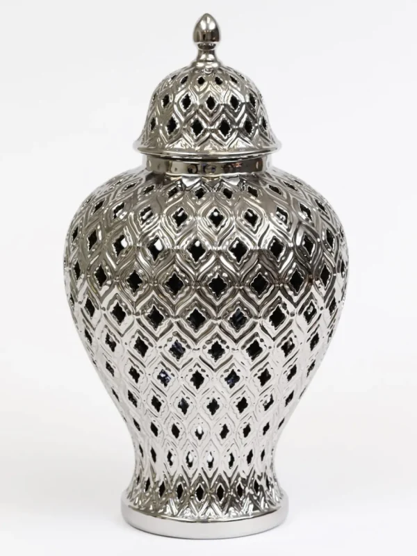 Inspire Me! Home Decor Large Silver Bulbed Ginger Jar