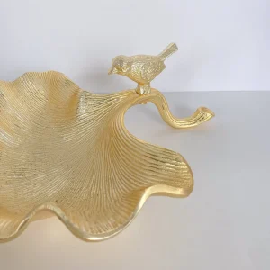 Inspire Me! Home Decor Large Gold Leaf Bowl W/ Bird