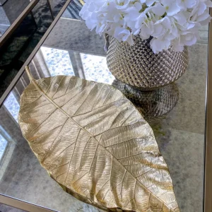 Inspire Me! Home Decor Large Gold Metal Leaf Tray