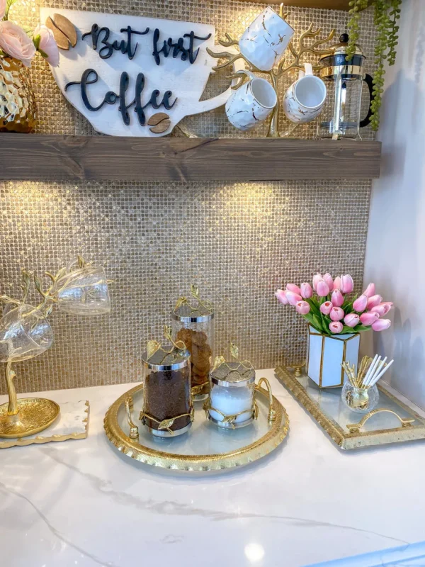 Inspire Me! Home Decor Large Round Glass Tray With Gold Handles And Ruffled Edge