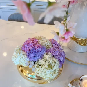 Inspire Me! Home Decor Large Gold Round Bowl Vase With White Jeweled Flower Details