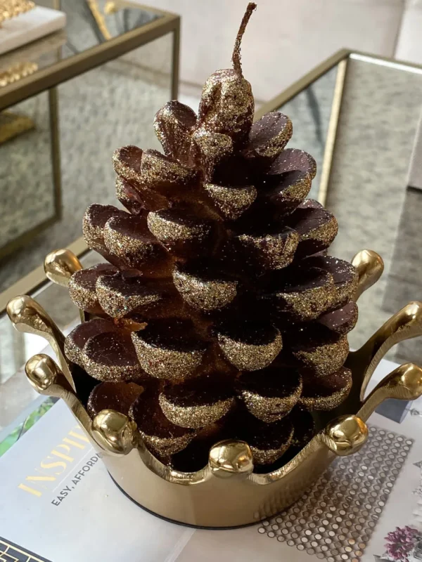 Inspire Me! Home Decor Large Glitter Pinecone Candle