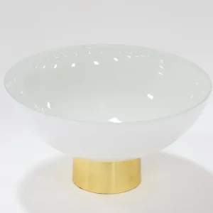 Inspire Me! Home Decor Large White Glass Gold Footed Bowl