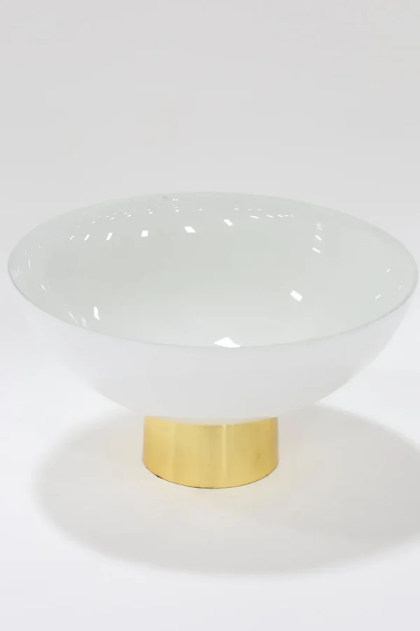 Inspire Me! Home Decor Large White Glass Gold Footed Bowl