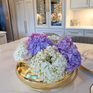 Inspire Me! Home Decor Large Gold Round Bowl Vase With White Jeweled Flower Details