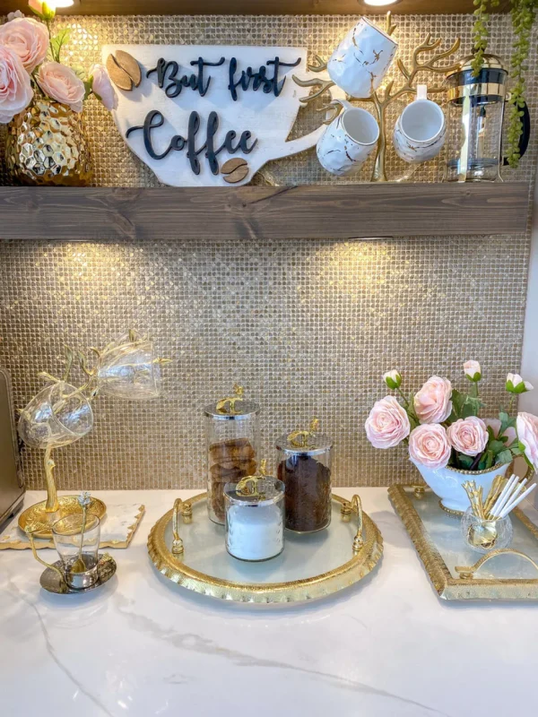 Inspire Me! Home Decor Large Round Glass Tray With Gold Handles And Ruffled Edge