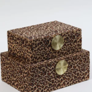 Inspire Me! Home Decor Leopard Print Boxes With Gold Medallion (Set Of 2)