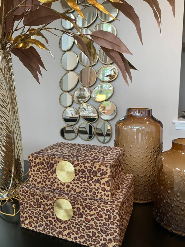 Inspire Me! Home Decor Leopard Print Boxes With Gold Medallion (Set Of 2)