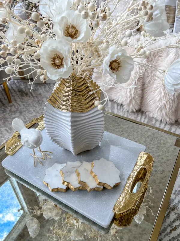 Inspire Me! Home Decor Lotus Shaped Marble Coasters
