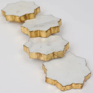 Inspire Me! Home Decor Lotus Shaped Marble Coasters