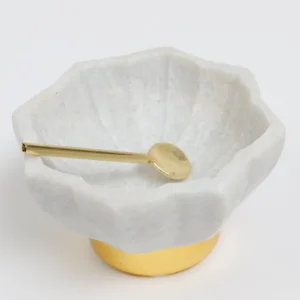 Inspire Me! Home Decor Lotus Shaped Marble Spice Dish W/ Spoon