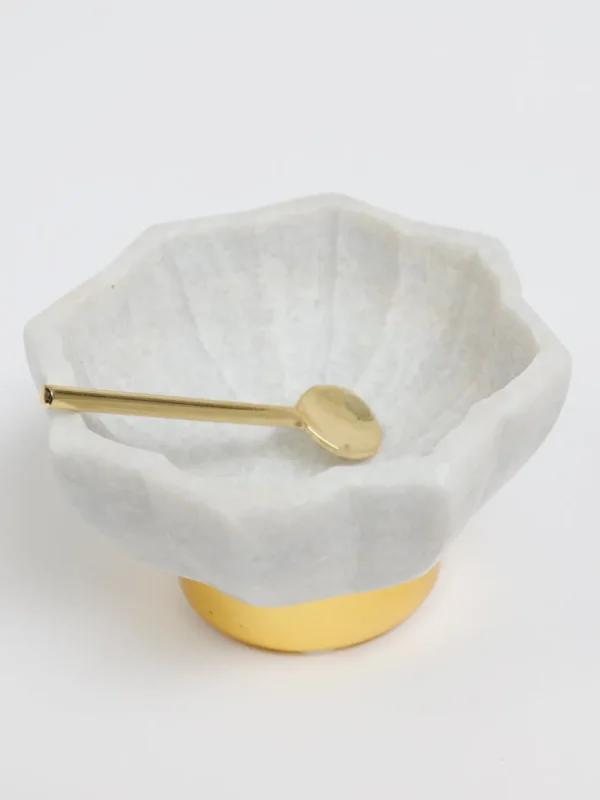 Inspire Me! Home Decor Lotus Shaped Marble Spice Dish W/ Spoon