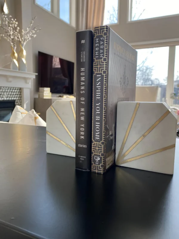 Inspire Me! Home Decor Marble Geometric Bookends