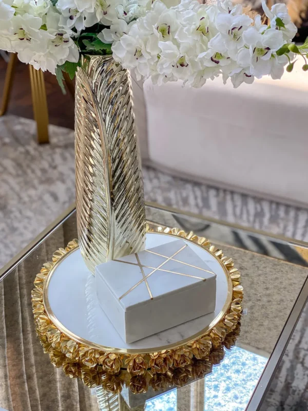 Inspire Me! Home Decor Marble Box With Gold Geometric Design